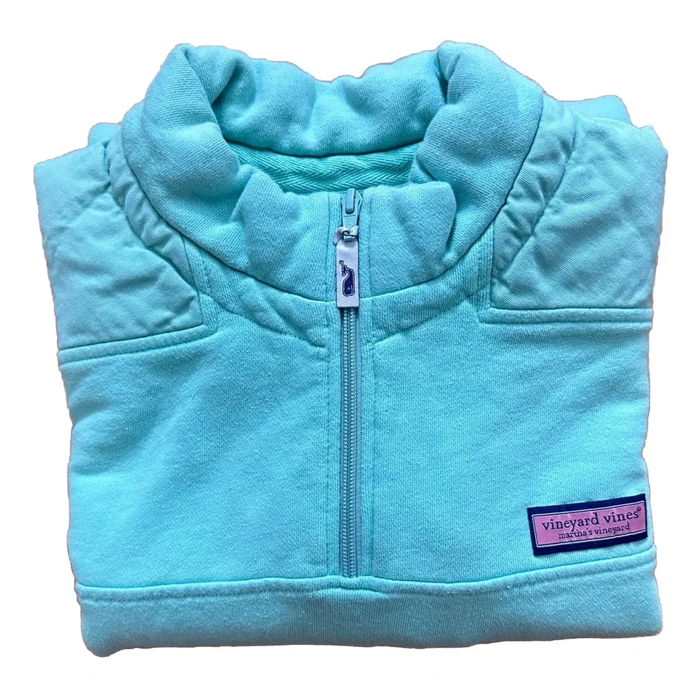 Vineyard Vines Sweater Men's‎ XL Mint Green Heavy Pullover Quarter Zip Sweater